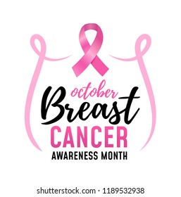 Breast cancer awareness month modern design template with flourishes and ribbons. Vector illustration