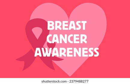 Breast cancer awareness month modern style banner template design. Editable banner with ribbon illustration