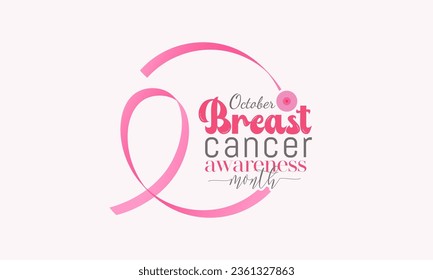 Breast cancer awareness month is observed every year in october. Breast cancer awareness month calligraphy banner design on pink background. Vector illustration.
