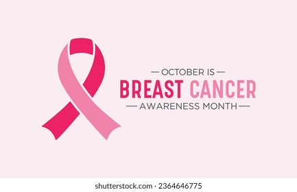 Breast cancer awareness month is observed every year in october. Breast cancer awareness month calligraphy banner design on pink background. Vector illustration.