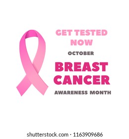 Breast Cancer Awareness Month October Poster. Lettering Illustration. International health campaign for woman in October.
