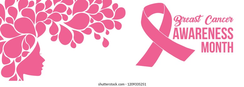 breast cancer awareness month in october. Realistic pink ribbon symbol. Medical Design. Vector illustration.

