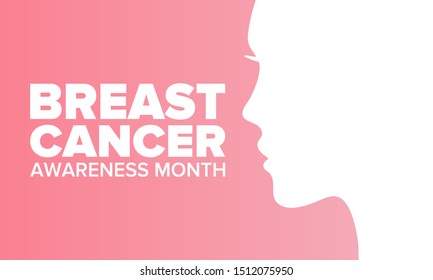 Breast Cancer Awareness Month in October. Woman healthcare. Celebrate annual. Medic concept. Girl solidarity. Cancer prevention. Female disease. Poster, greeting card, banner and background. Vector