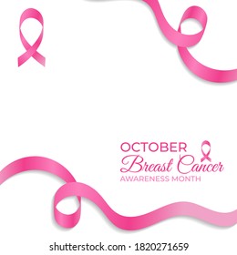 Breast cancer awareness month october pink color with ribbon