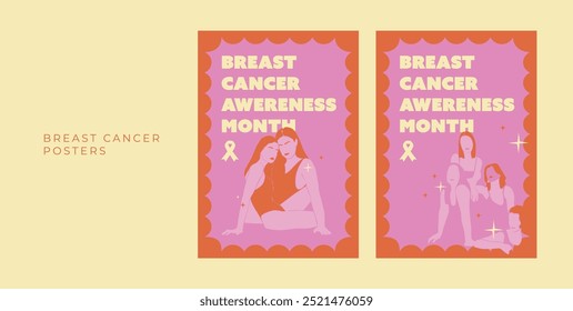 Mês De Conscientização Sobre O Câncer De Mama outubro Em Poster Rosa Design Mulher Flower Power
