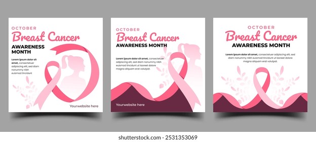 Breast cancer awareness month october social media post template design