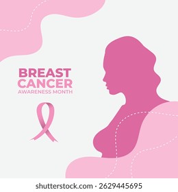 Breast Cancer Awareness Month in October. Banner design on pink background