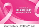 Breast Cancer Awareness Month. Pink October. Breast cancer awareness month is observed every year in October. Breast cancer awareness month with ribbon and typography banner design on pink background.