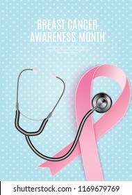 Breast Cancer Awareness Month Pink Ribbon Background Vector Illustration EPS10