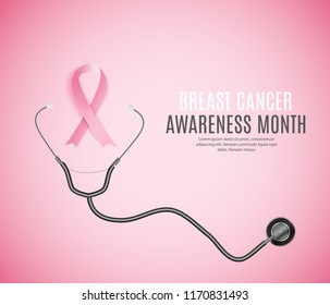 Breast Cancer Awareness Month Pink Ribbon Background Vector Illustration EPS10