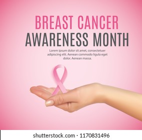 Breast Cancer Awareness Month Pink Ribbon Background Vector Illustration EPS10