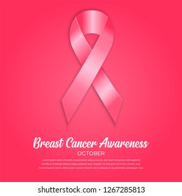 Breast Cancer Awareness Month Pink Ribbon Background Vector Illustration EPS10 - Vector 