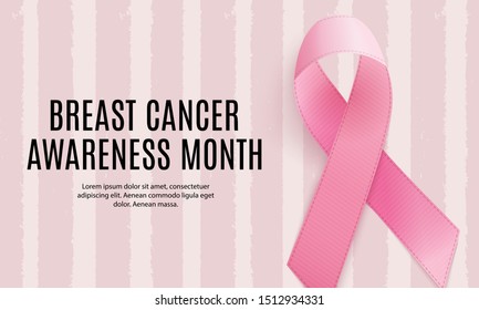 Breast Cancer Awareness Month Pink Ribbon Background Vector Illustration EPS10