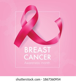 Breast cancer awareness month pink ribbon symbol products realistic square composition card memo background vector illustration 