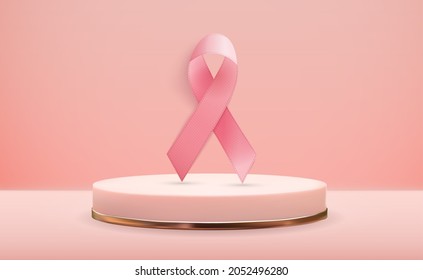 Breast Cancer Awareness Month Pink Ribbon Background Vector Illustration EPS10