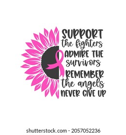 Breast Cancer Awareness Month with Pink sunflower Wings Ribbon for Support Campaign