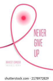 Breast cancer awareness month Pink line concept ribbon on white background. Concept design for Poster template. illustration. Banner. Ad offline online. Flyer.