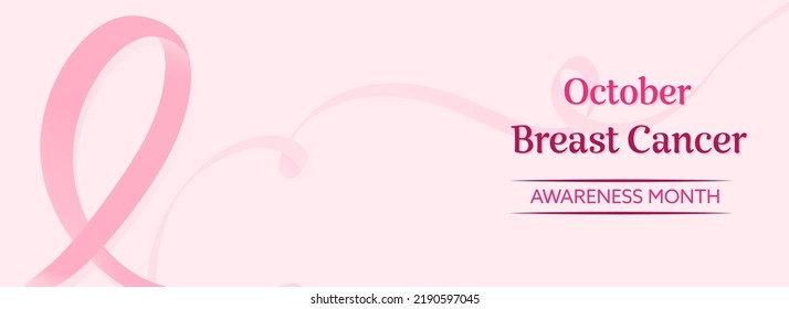 Breast Cancer Awareness Month With Pink Ribbon Symbol Banner Or Header. 