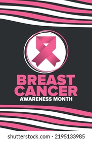 Breast Cancer Awareness Month. Pink october. Pink ribbon. Woman healthcare. Celebrate annual. Medic concept. Girl solidarity. Cancer prevention. Female disease. Poster, banner and background. Vector