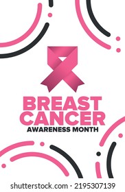 Breast Cancer Awareness Month. Pink october. Pink ribbon. Woman healthcare. Celebrate annual. Medic concept. Girl solidarity. Cancer prevention. Female disease. Poster, banner and background. Vector