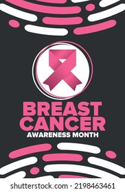 Breast Cancer Awareness Month. Pink october. Pink ribbon. Woman healthcare. Celebrate annual. Medic concept. Girl solidarity. Cancer prevention. Female disease. Poster, banner and background. Vector