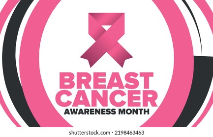 Breast Cancer Awareness Month. Pink october. Pink ribbon. Woman healthcare. Celebrate annual. Medic concept. Girl solidarity. Cancer prevention. Female disease. Poster, banner and background. Vector