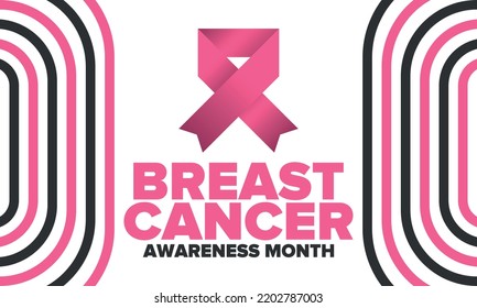 Breast Cancer Awareness Month. Pink october. Pink ribbon. Woman healthcare. Celebrate annual. Medic concept. Girl solidarity. Cancer prevention. Female disease. Poster, banner and background. Vector