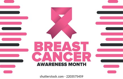 Breast Cancer Awareness Month. Pink october. Pink ribbon. Woman healthcare. Celebrate annual. Medic concept. Girl solidarity. Cancer prevention. Female disease. Poster, banner and background. Vector