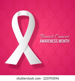 Breast Cancer Awareness Month Pink Background with Ribbon. Vector Illustration for Background, Card, Poster, etc