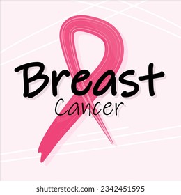 Breast cancer awareness month pink ribbon sign vector