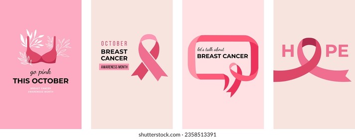 Breast Cancer Awareness Month with pink ribbon, speech bubble symbol. October is Breast Cancer Awareness Month. Vector concept illustration