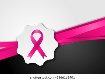 Breast cancer awareness month. Pink ribbon tape and stripes concept pattern. Women healthcare abstract background. Vector illustration