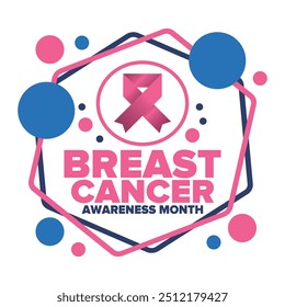 Breast Cancer Awareness Month. Pink october. Pink ribbon. Woman healthcare. Celebrate annual. Medic concept. Girl solidarity. Cancer prevention. Female disease. Poster, banner and background. Vector