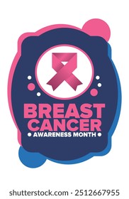 Breast Cancer Awareness Month. Pink october. Pink ribbon. Woman healthcare. Celebrate annual. Medic concept. Girl solidarity. Cancer prevention. Female disease. Poster, banner and background. Vector