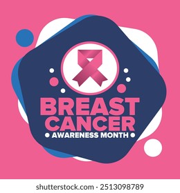 Breast Cancer Awareness Month. Pink october. Pink ribbon. Woman healthcare. Celebrate annual. Medic concept. Girl solidarity. Cancer prevention. Female disease. Poster, banner and background. Vector