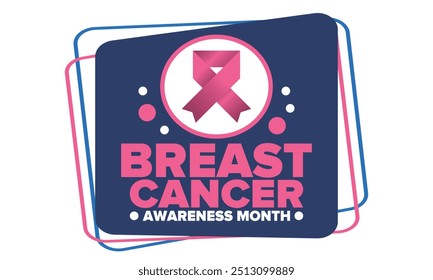 Breast Cancer Awareness Month. Pink october. Pink ribbon. Woman healthcare. Celebrate annual. Medic concept. Girl solidarity. Cancer prevention. Female disease. Poster, banner and background. Vector