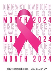 Breast Cancer Awareness Month Pink Ribbon Vector Illustration for T-Shirt Design