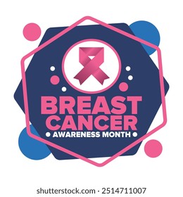 Breast Cancer Awareness Month. Pink october. Pink ribbon. Woman healthcare. Celebrate annual. Medic concept. Girl solidarity. Cancer prevention. Female disease. Poster, banner and background. Vector