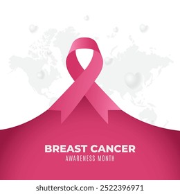 Breast Cancer Awareness Month. Pink October. Observed every year in October. Breast cancer awareness month with ribbon and typography banner design on pink and grey background Vector EPS.