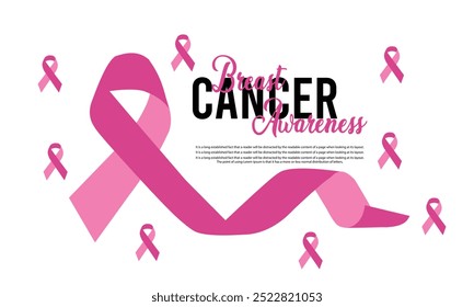 Breast cancer awareness month. Pink October. Breast cancer awareness card. Breast cancer awareness month horizontal banner template design. Vector illustration .