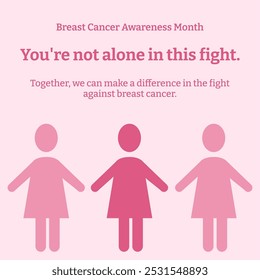 Breast Cancer Awareness Month. Pink October. Breast Cancer Awareness Month campaign poster. Breast cancer awareness month with women silhouette and typography banner design on pink background.