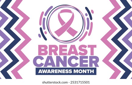 Breast Cancer Awareness Month. Pink october. Pink ribbon. Woman healthcare. Celebrate annual. Medic concept. Girl solidarity. Cancer prevention. Female disease. Poster, banner and background. Vector