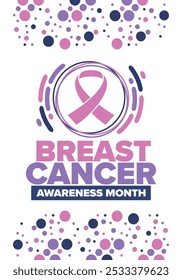 Breast Cancer Awareness Month. Pink october. Pink ribbon. Woman healthcare. Celebrate annual. Medic concept. Girl solidarity. Cancer prevention. Female disease. Poster, banner and background. Vector