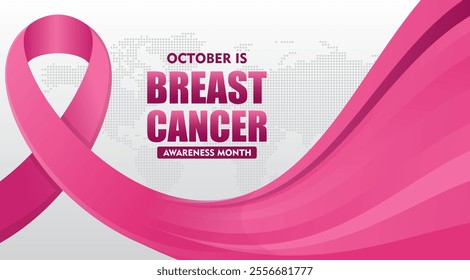 Breast Cancer Awareness Month. With pink ribbon elements. Pink October. This ribbon is widely used in campaigns to raise awareness