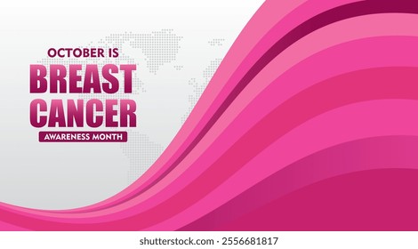 Breast Cancer Awareness Month. With pink ribbon elements. Pink October. This ribbon is widely used in campaigns to raise awareness