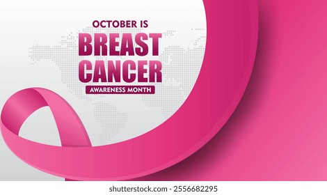 Breast Cancer Awareness Month. With pink ribbon elements. Pink October. This ribbon is widely used in campaigns to raise awareness