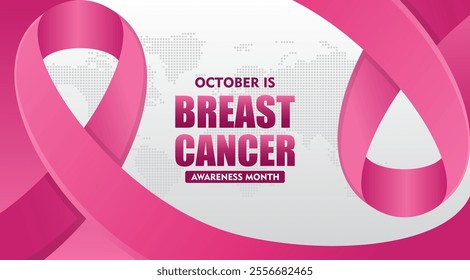 Breast Cancer Awareness Month. With pink ribbon elements. Pink October. This ribbon is widely used in campaigns to raise awareness