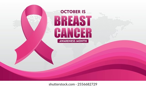 Breast Cancer Awareness Month. With pink ribbon elements. Pink October. This ribbon is widely used in campaigns to raise awareness