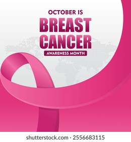 Breast Cancer Awareness Month. With pink ribbon elements. Pink October. This ribbon is widely used in campaigns to raise awareness