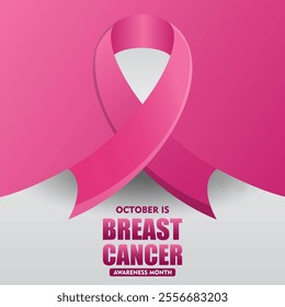 Breast Cancer Awareness Month. With pink ribbon elements. Pink October. This ribbon is widely used in campaigns to raise awareness